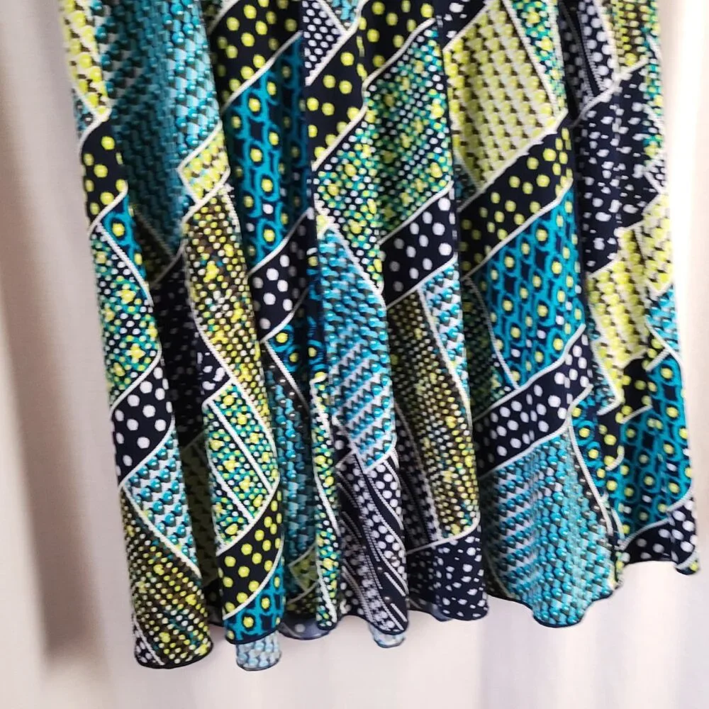 Sami & Jo Dress Geometric Abstract Midi Sz L Fairy Grunge Swiss Dot artsy BOHO